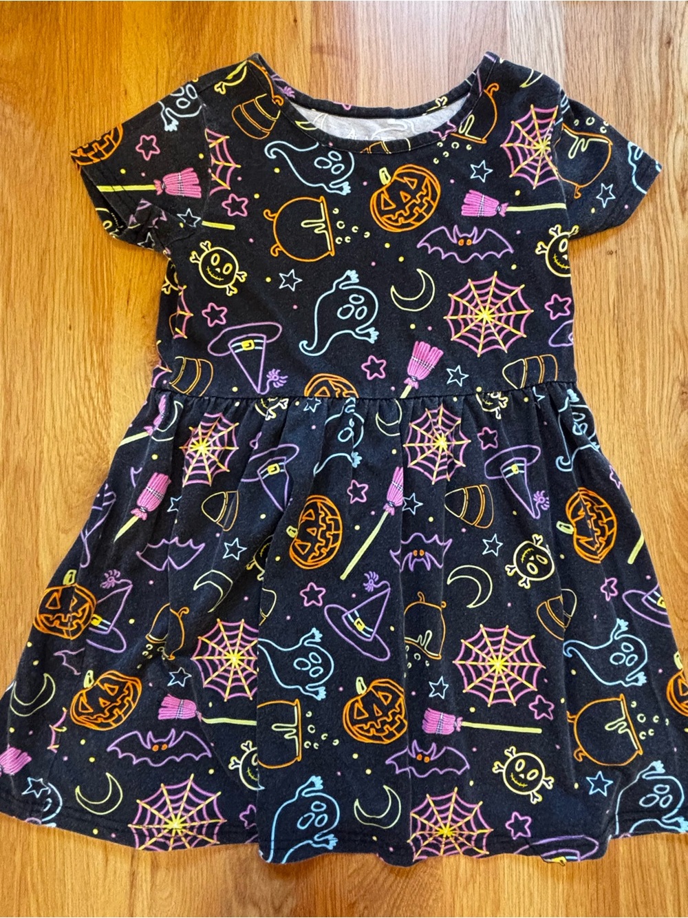 Place Black Halloween Dress with Orange, Pink, Purple & Blue Accents